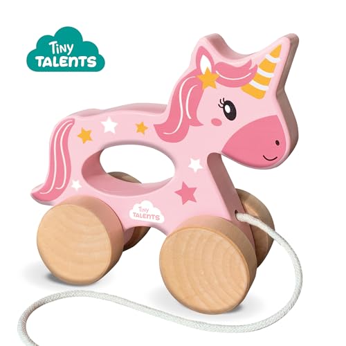 Image of SES Creative 13137 - Push and Pull 2 in 1 Wooden Unicorn, Real Wood, Modern Design, Made for Children 18 Months and Older