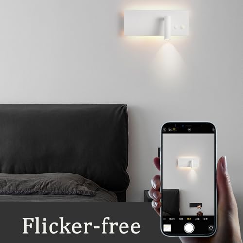 Lámpara de lectura LED para pared interior con interruptor blanco 4
