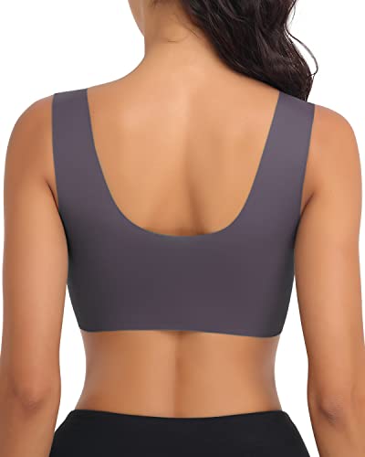 Image of WOWENY Seamless Lace Bras for Women Wirefree Comfortable Mesh Padded Soft Back Smoothing Bra