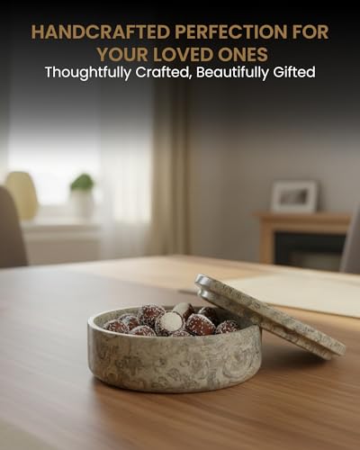 UrbanFocal Tarro de mármol coral de 4 pulgadas con tapa para especias o joyas 4