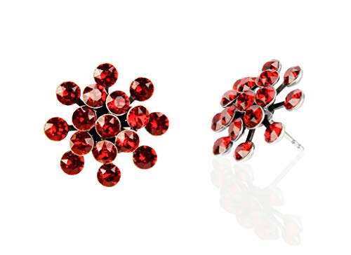 KONPLOTT Magic Fireball Classic Ohrstecker für Damen | Exklusive Designer-Ohrringe mit 32 Swarovski Steinen | Glamouröser Ohrschmuck passend zu jedem Anlass | Handgefertigter Damen-Schmuck | Rot Cover