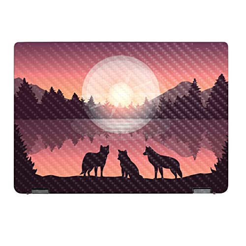 MightySkins Carbon Fiber Skin Compatible with Lenovo IdeaPad Flex 5 16" (2022) Full Wrap Kit - Wolf Silhouette | Protective, Durable Textured Carbon Fiber Finish | Easy to Apply | Made in The USA