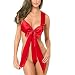 Jushye Sexy Lingerie Set, Christmas Sleepwear Fashion Womens Bow Racy Underwear Spice Suit Temptation Babydoll Black