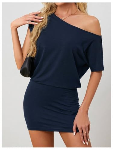 Image of SOLY HUX Women's Off The Shoulder Mini Dress Going Out Asymmetrical Dresses