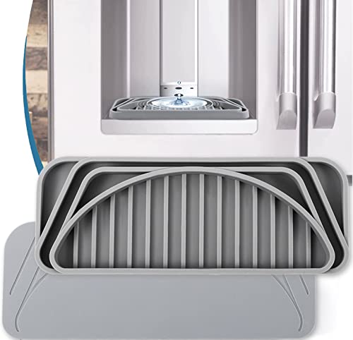 Refrigerator Drip Catcher Tray,Hapoyxm Non-Slip Cuttable Fridge Water Dispenser Drip Tray,Fridge Spills Silicone Water Pad Catch Basin For Ge,Whirlpool,Samsung Refrigerator Water& Ice Dispenser(Grey) #TOP2