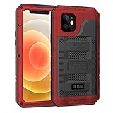 Beasyjoy for iPhone 12 Mini Case - Waterproof, Military Grade Shockproof with Built-in Screen Protector, Full Body Protective Heavy Duty Dustproof Defender Rugged Case 5.4 inch, Red