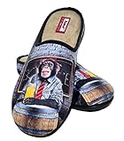 Hechas artesanalmente Zapatillas cómodas andar por casa graciosas originales divertidas - Mono cerveza (43 EU, numeric_43)