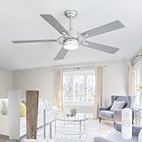 jxfanch Modern Ceiling Fans with Lights, 52 Inch Ceiling Fans with Remote, 20W 3CCT Dimmable, 5 Blades 6 Speed...