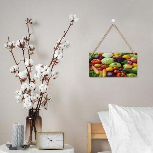 Letrero de madera rústica de frutas y verduras placa colgante rectangular personalizable 7