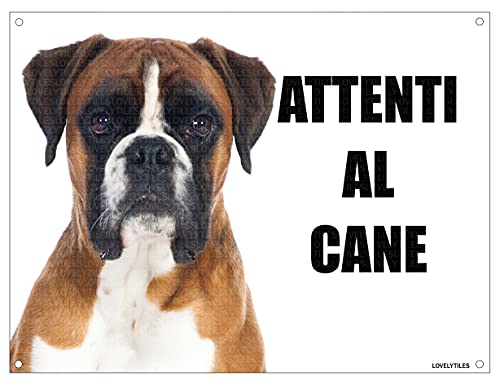 Boxer Targa Cartello PVC 'Attenti Al Cane' 16x16 Cm – Confezione 2 Pezzi – Fori Per Appendere - 4