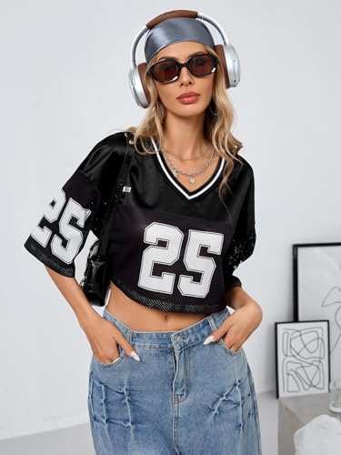 SOLY HUX Jersey Shirts for Women Y2k Crop Tops Streetwear Sportswear Short Sleeve T-Shirt Cute Football Jersey Top4