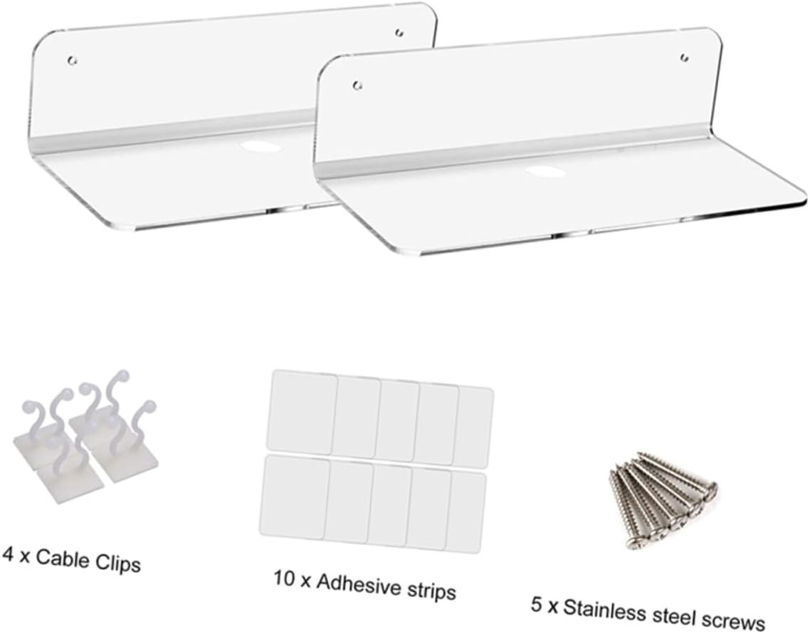 FUOYLOO Audio Stand Wall-Mounted Rack Acrylic Speaker Shelf 2pcs Multi-Functional Loudspeaker Holder for Office and Gaming Room