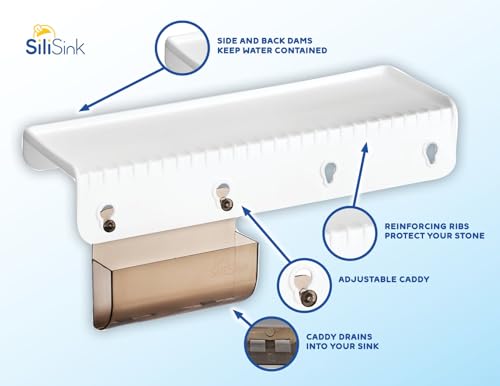 SiliProducts SiliSink Silicone Sink Edge Guard for Kitchen Sink - Fits 3.75” - 4” Wide - The Original Silicone Edge Protector with Sponge Caddy, 14” White by SiliProducts - Image 4
