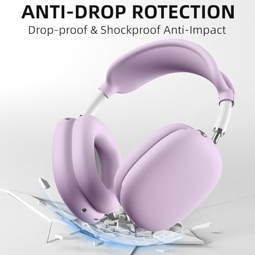 Silicone Case Cover for AirPods Max Headphones, Purple Airpods Max Ear Cup Cover/Ear Pad Case Cover/Ear Cups Cover/Max Headband Pad,Accessories Silicone Skin Protector for Apple AirPods Max (Lavender
