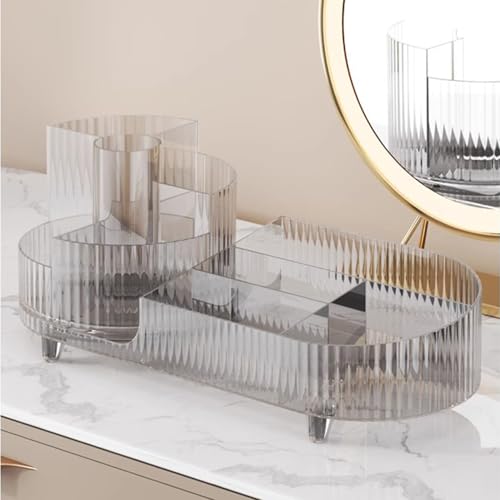 Makeup Organizer with Rotating Makeup Brush Holder