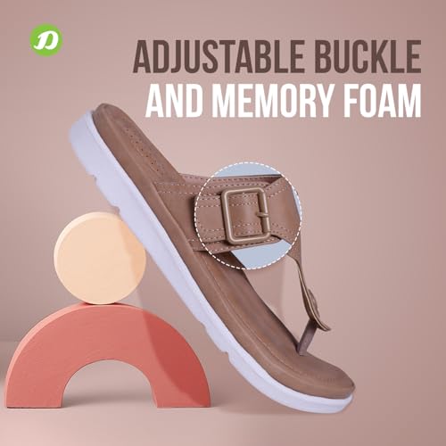 Image of DOCTOR EXTRA SOFT Womens Flat Memory Foam Slippers /Flip-Flops Fashion Stylish Casual Comfortable Diabetic Orthopedic Lightweight Synthetic Slip-On Sandals With Adjustable Buckle For Girls D-630