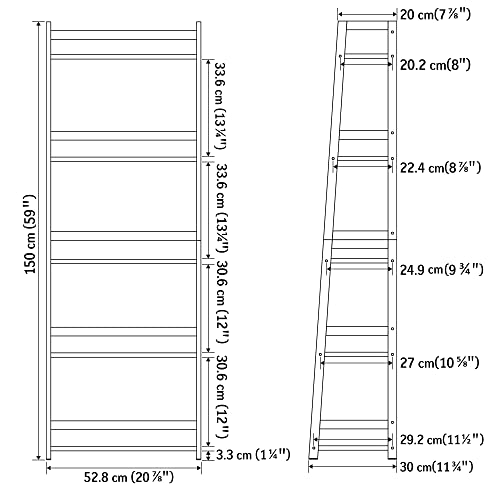 Wtz Upgraded Bookshelf, Storage Book Shelves, 5 Tier Tall Bookcase, Modern Open Ladder Shelf For Bedroom, Living Room, Bathroom, Kids Room, Office, Mc-509 (Natural) #TOP2