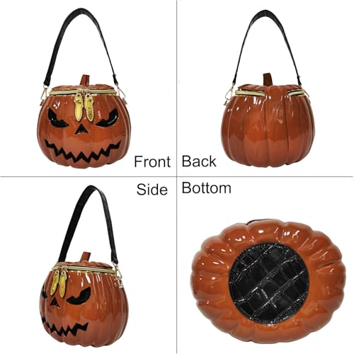 Lyuxhetaokdiq Women Pumpkin Shaped Crossbody Shoulder Bag Unique Weird PVC Handbag Novelty Halloween Pumpkin Purse (orange)