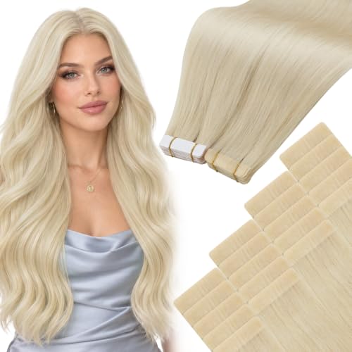 Moresoo Injected Tape in Extensions Remy Human Hair Light Blonde 24 Inch
