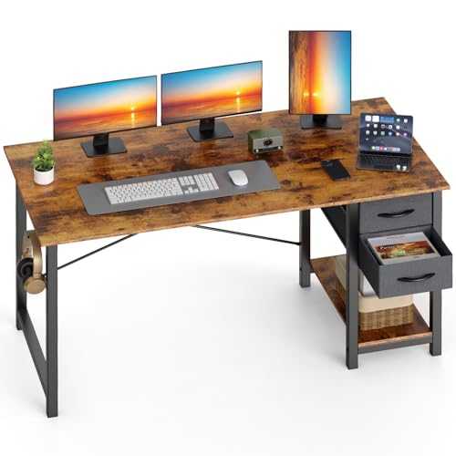 Sweetcrispy 48 Inch Computer Desk with Drawers for Home...