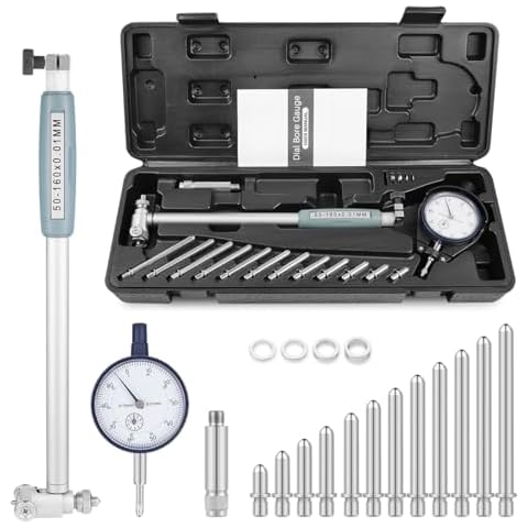 BEBANG Cylinder Dial Bore Gauge Set 50-160MM （1.97"-6.23"）Indicator 0.01MM(0.0003")，Insulated Grips for Deep Engine Cylinder Measurement Cover