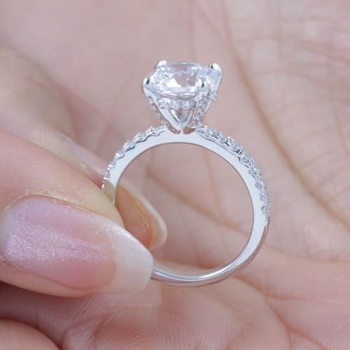 1.9CT Hidden Halo Round CZ Engagement Ring 925 Sterling Silver Size 2.5-15 M68844