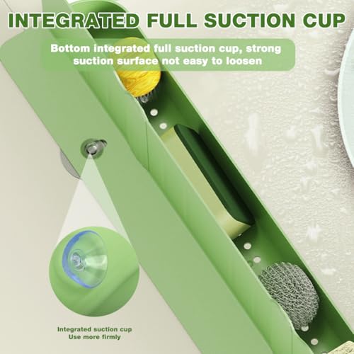 Image of Supvox 16.7 inch Sink Splash Guard in Kitchen with Drain Storage Compartment, L-Shape Suction Cup Silicone Sink Water Shield Panel