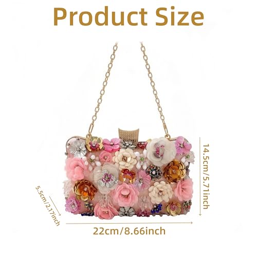 Pochette de soirée florale avec strass pour briller lors d'un mariage