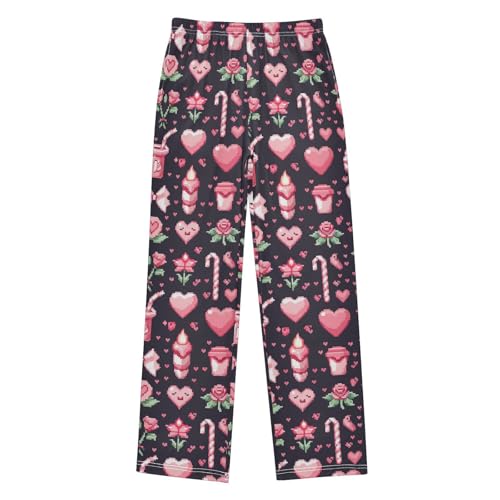 Pajama Bottoms, Pixel Art Retro Pattern Sleeping Pant Lounge Wear Pajamas Long Pants Sleepwear Pjs