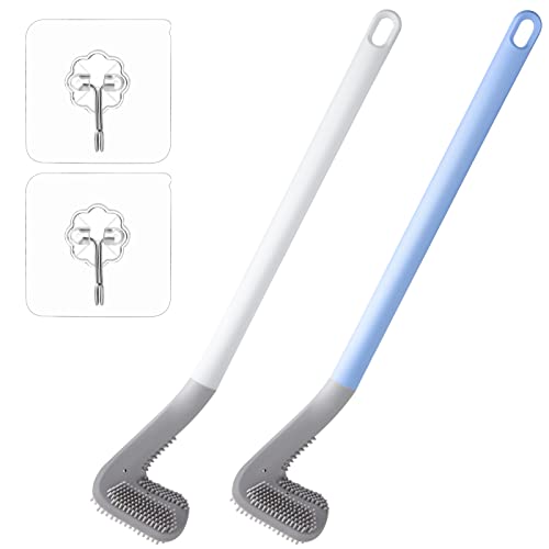 Heyu-Lotus 2 Stück Golfbürstenkopf Toilettenbürste, Golf Silikon Toilettenbürste, Langstielige Toilettenbürste, Klobürste Silikon für Ecken und Spalten, Bathroom Toilet Cleaning Brush