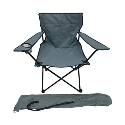 Anglersessel Campingstuhl Faltstuhl Anglerstuhl Regiestuhl Dunkelgrau mit Getränkehalter und Tasche