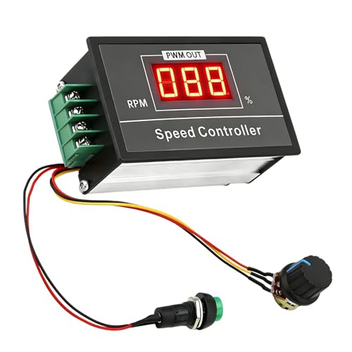 Controlador de Velocidad de Motor PWM DC 6-60V 12V 24V 36V 48V 30A Pantalla Digital Regulador LED Ajustable con Interruptor Parada Arranque Regulador de Velocidad Generador