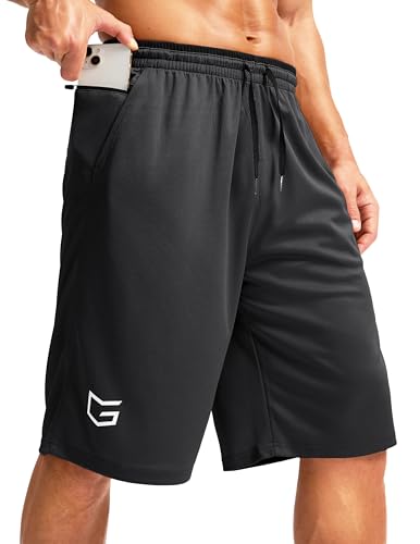 G Gradual Men's Long Basketball Shorts with Zipper Pocket 11'' Quick Dry Gym Shorts Lightweight Mesh Athletic Shorts for Men