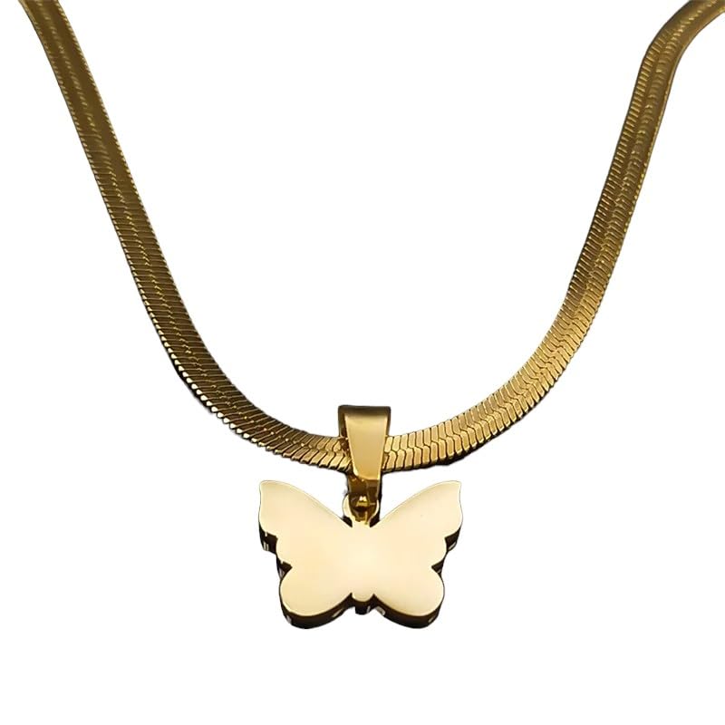 Collier papillon chaîne serpent couleur or pour sublimer vos tenues du quotidien