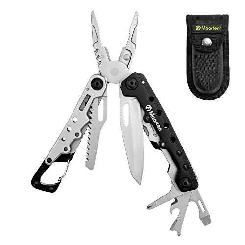 Maarten Lightweight Multitool Pliers, 11 in 1 Suspension Multi-Plier with Carabiner, Stainless Steel Portable Pocket Keychain Multi tool with Spring Pliers, Folding Saw, Bottle Opener and Sheath by Maarten - Image 9