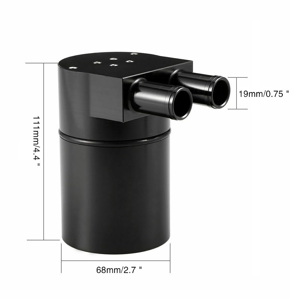 OSIAS Bottiglia di serbatoio in lega di alluminio scolpito, contenitore per la raccolta dell'olio con diaframma per N54 335i 535i, altamente compatibile con Mance Black 19 mm 0,75 pollici