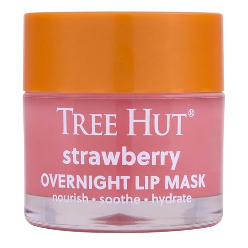 Tree Hut Strawberry Overnight Lip Mask, Mothers Day Gifts, Hydrating Lip Treatment, Leave On Overnight for Soft, Smooth Lips, 0.6 oz