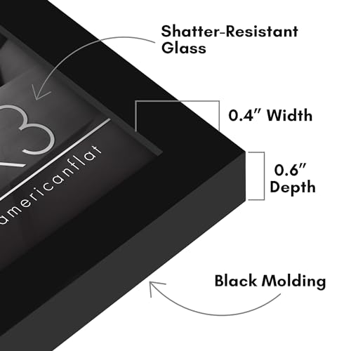 Americanflat 2x3 Picture Frame with Polished Crystal-Clear Glass - Streamline Collection - Thin Border Photo Frame for Tabletop Display - Easel Stand Included - Black