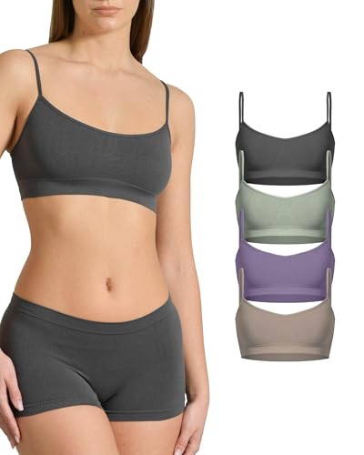 Risalti Sujetador Sin Aros Hombros Estrechos Eco Friendly 4 Pz - Bralette Mujer Ecológica en Microfibra Yees Green, más Suaves Que el Sujetador Deportivo Mujer, Top Bra Sin Costuras - Made in Italy