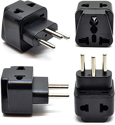 Orei India to Switzerland, Rwanda, Liechtenstein (Type J) Travel Adapter Plug - 2 in 1 - CE Certified - RoHS Compliant - 4 Pack - Black Color (P21-11A-4PK)
