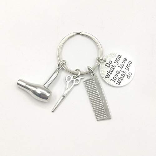 Preisvergleich Produktbild KANGDE 1Pcs Handcrafts Comb Scissors Haartrockner Schlüsselbund Friseure Anhänger Schlüsselbund Dekorative Auto Männer Geschenk