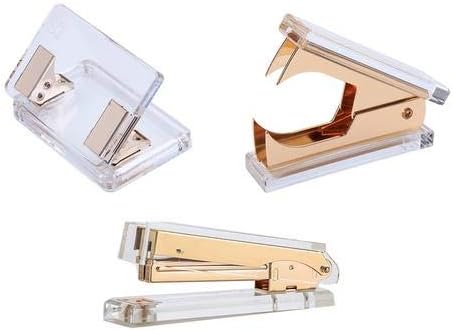 Draymond Story Gold Acrylic Stationery Punch & Stapler Combos 1) Flat Hole Punch 1) Stapler 1) Staple Remover