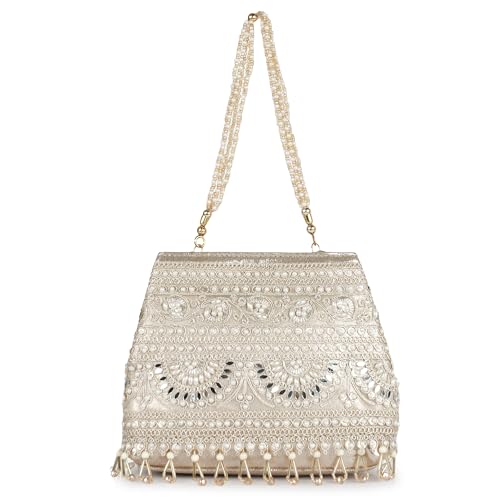 Image of Nevis Stylish Embroidery Unique Desing Traditional Wedding Party Handheld Portli Bag For Women