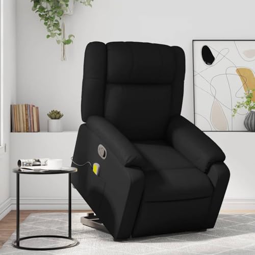 Mimdixy Sillón Relajante Masaje Sillón de Cine, Sillón de Masaje con Levantamiento Negro Piel Sintética,Para Sala de Estar Dormitorio Cine en Casa,Rápido De Instalar