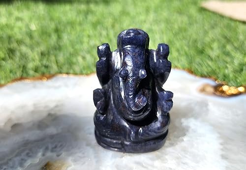 Image of SOULWISE Natural Blue Aventurine Lord Ganesha Idol 6 cm Crystal Ganesh Murti for Home Temple Feng Shui Vastu Spiritual Decor Meditation Altar Ganpati Statue Gift
