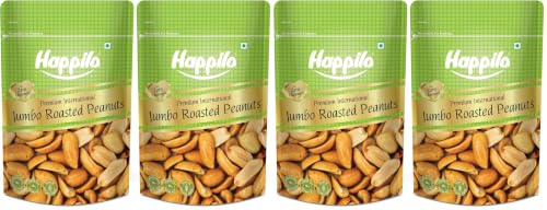 Image of Happilo Premium Jumbo Sand Roasted Peanuts 160g (Pack of 4), Rich in Protein, Fiber, and Essential Nutrients, Wholesome Snack, Rich Flavor