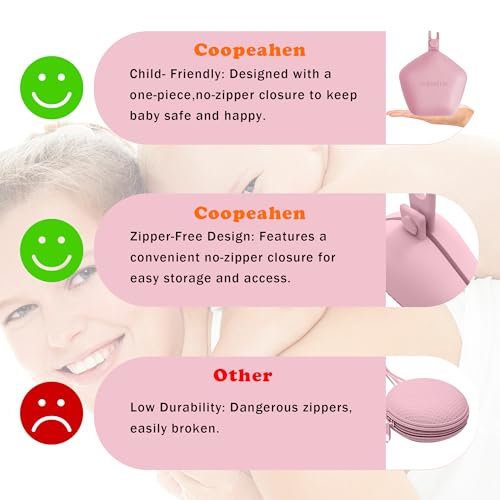 Image of Pacifier Holder Case, Large Capacity Portable Pacifier Storage Case, 100% Food Grade Silicone Pacifier Holder,BPA Free, 2Pcs(Pink&Purple)