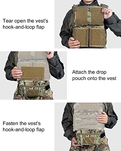 Onetigris Plus1S Dump Pouch, Drop Admin Pouch Tactical Fanny Pack Hook-And-Loop Add-On Tool Pouch Ifak Med Pouch For Tactical Vest Chest Rig, Multicam #TOP3