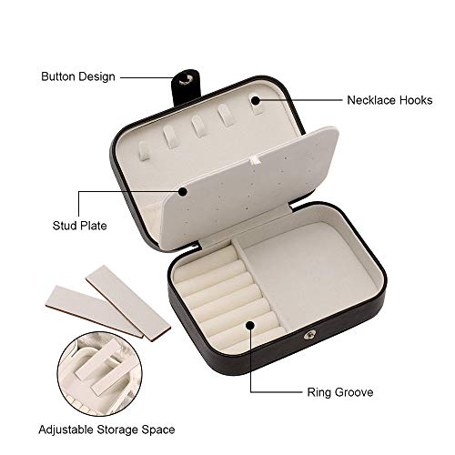 KKmoon Porta-joias Colar Anel Organizador Armazenamento Camada Dupla Couro Sintético para Viagem