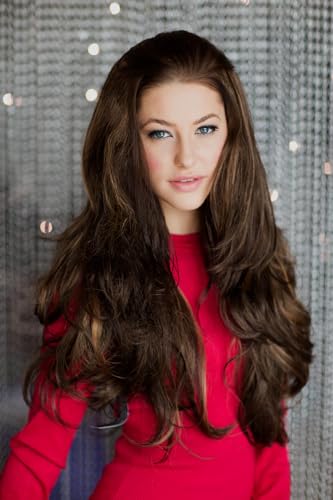 Perruque brune mi-longue mèches blondes #8H27 cheveux châtains lisses Rebecca